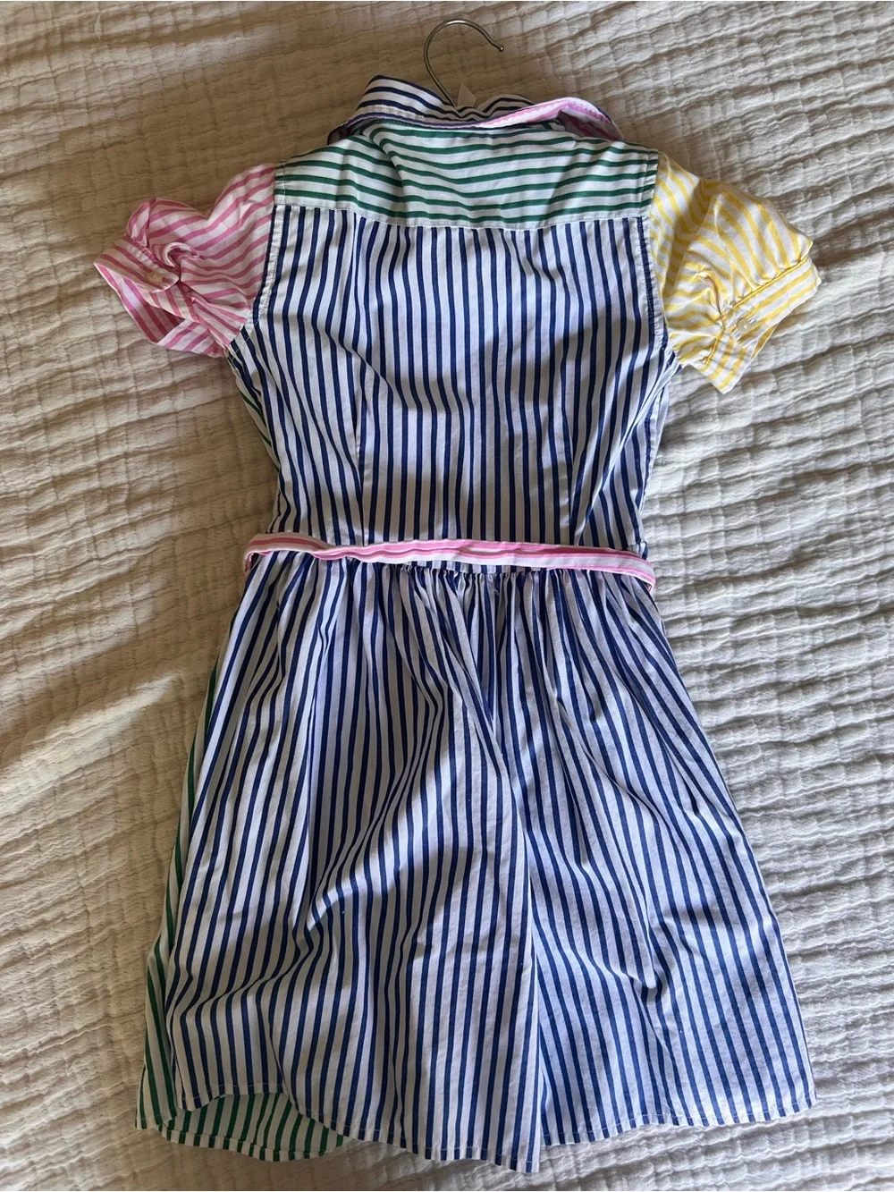 Ralph Lauren Girls Multistripe Shirt Dress in Blue, Green, Yellow & Pink